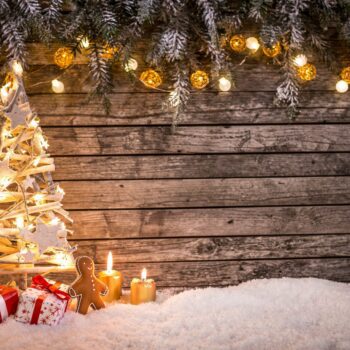 Christmas decoration on wooden background, close-up.